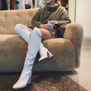 Zara white over the knee boot